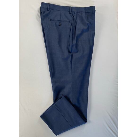 Tommy Hilfiger 'Tyler' Flat Front Wool Dress Pants, Slacks. Blue Sharkskin 36X32 - Picture 2 of 9